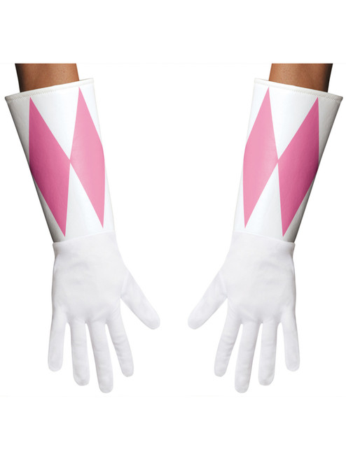 Adults Pink Mighty Morphin Power Ranger Gloves Costume Accessory