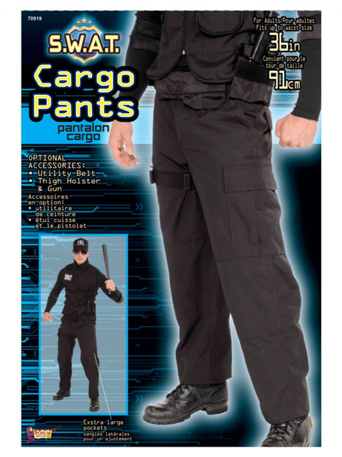 Adult Standard-Large Black SWAT Army Military Police Costume Cargo Pants