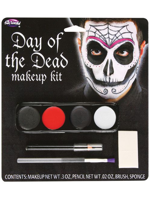 Day Of The Dead Black Eye Spider Web Male Makeup Kit Set Costume Accessory