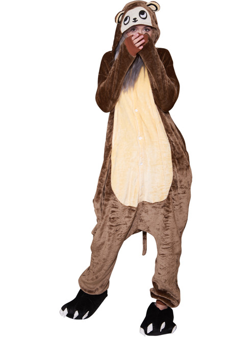 Adults Monkey Fuzzy Furry PJ Toonsies Bodysuit Hooded Animal Costume