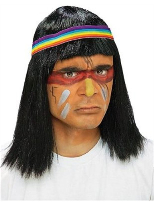 Deluxe Adult Black Native American Indian Brave Costume Wig