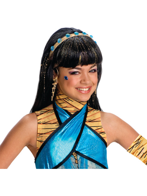 Monster High Cleo De Nile Child's Black Costume Wig