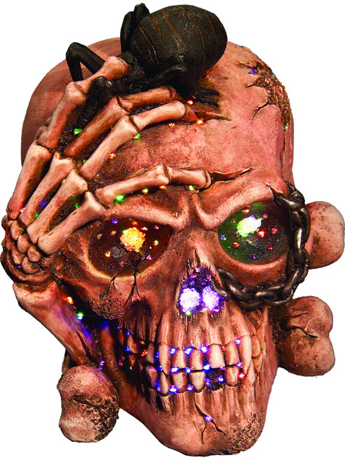 Fiber-Optic Lighted Halloween Decor Spider Replica Decoration Skull