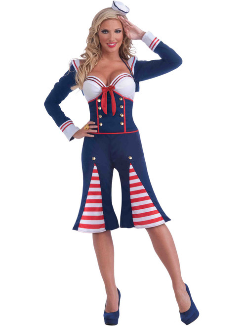 Womens 1-Size Nautical Millie Navy Officer Costume