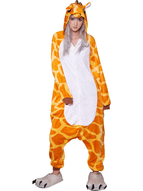 Adults Giraffe Fuzzy Furry PJ Toonsies Bodysuit Hooded Animal Costume