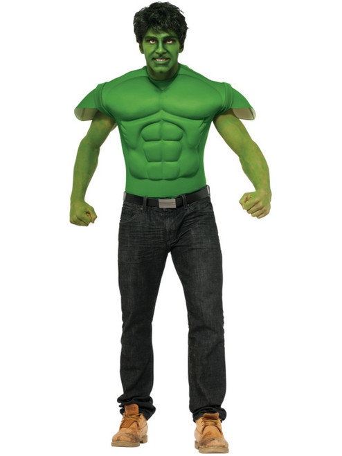 Adults Mens Marvel Comics Avengers The Hulk Costume Muscle Shirt Mask Large (44)