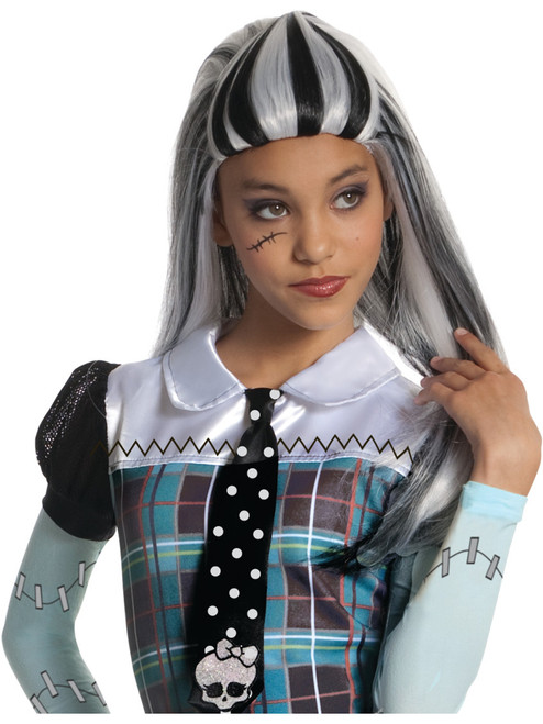 Monster High Frankie Stein Child's Black And White Costume Wig