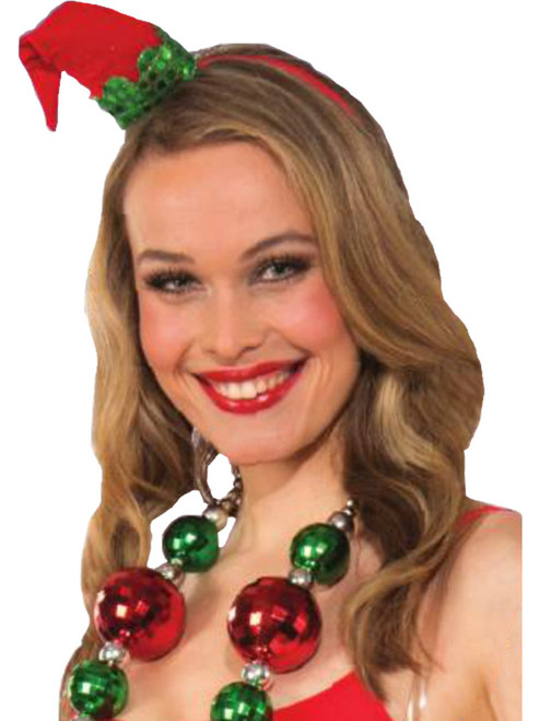 Adult Red Green Silver Jumbo Christmas Necklace Costume Accessory