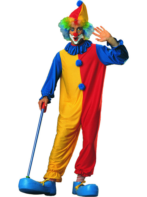 Adult Unisex Circus Clown Costume Jumpsuit With Collar And Hat