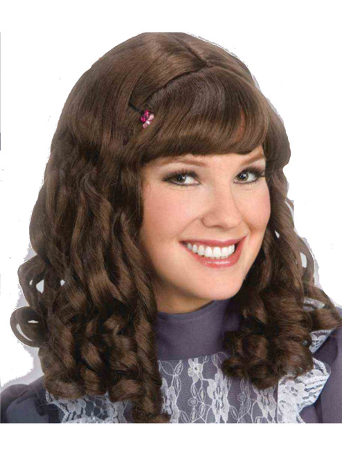 Adult Brown Dorothy Curls Costume Ringlets Curly Glamour Wig Hair Clips