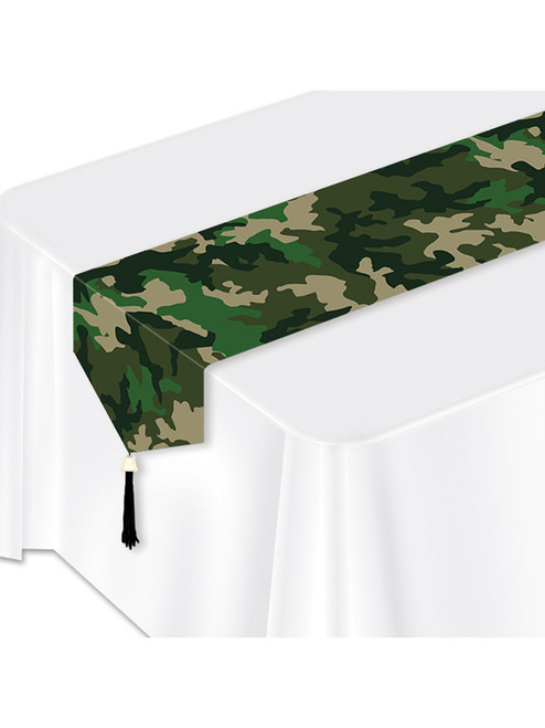 Printed Camouflage Military Green Camo Table Runner Party Decoration