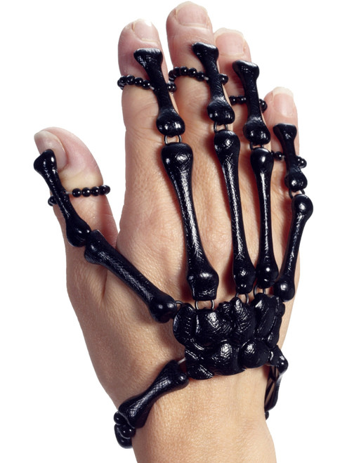 Adult Punk Rock Goth Twisted Attraction Black Metal Skeleton Hand Bracelet