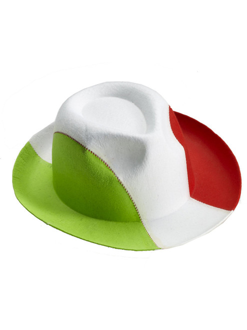 Adults Patriotic Italian Republic Flag Tri-Color Fedora Costume Accessory