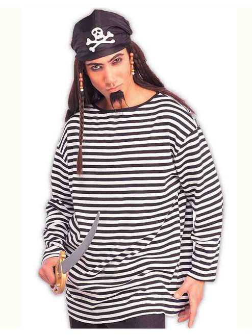 Classic Prisoner or Pirate White and Black Striped Costume Shirt