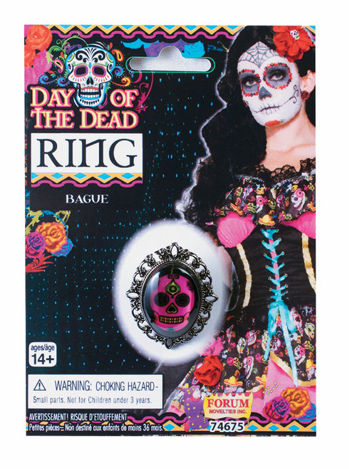 Day Of The Dead Cameo Skeleton Skull Ring Costume Accessory
