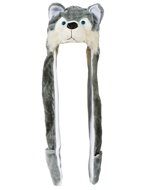 Plush Wolf Hat Novelty Cap Animal Costume Beanie With Long Paws