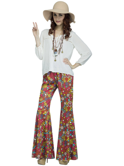 Womens 70s Feeling Groovy Peace And Love Pants Costume