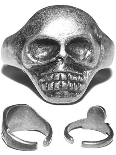 Metal Pewter Skull Rock Star Rocker Halloween Ring