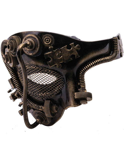Adults Steampunk Robot Venetian Gold 1 Eye Mask Costume Accessory