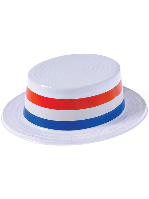 American Patriotic USA Blue White Red Plastic Skimmer Party Hat