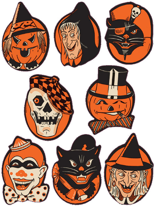 Set Of Halloween Themed Character Sticker Decorations 4" x 6"