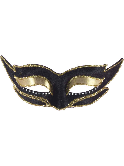 Halloween Black Gold Rhinestone Glitter Pointed Venetian Carnival Glasses Mask