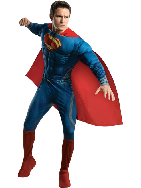 Adults Mens Deluxe Superman Man of Steel Muscle Chest Costume
