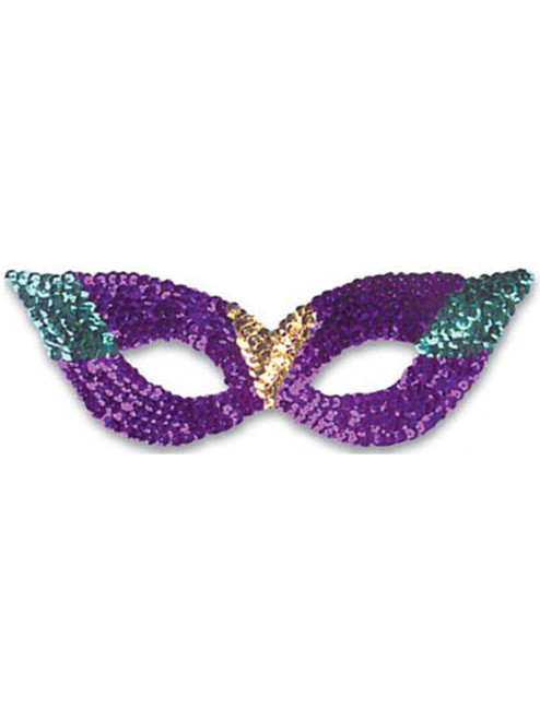 New Adult or Childs Purple Gold Mardi Gras Sequin Mask