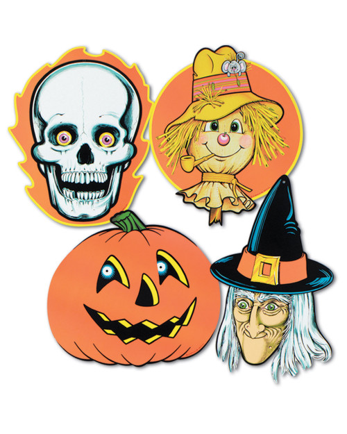 4 Pack Assorted 14-19" Large 2 Sided Halloween Cutouts Party Decorations