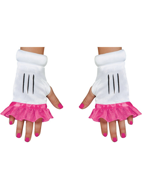 Girls Disney Minnie Mouse White And Pink Gloves Costume Accessory
