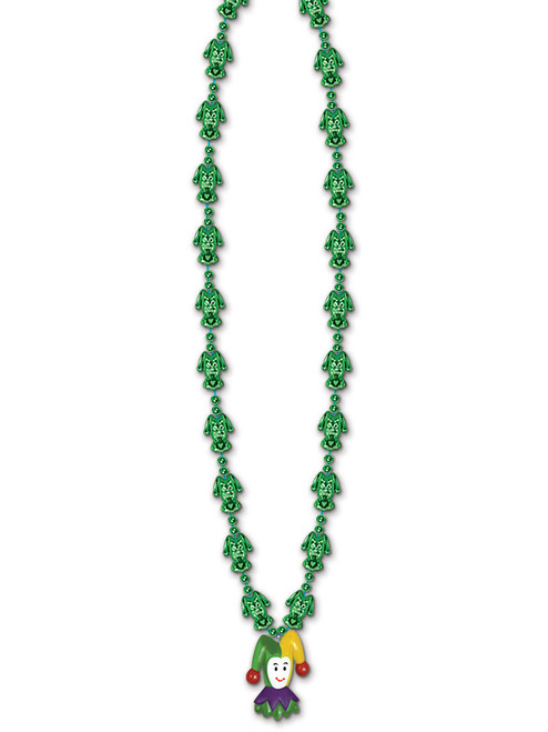 Mardi Gras Comedy Jester Bead Medallion Party Necklace Costume Accessory