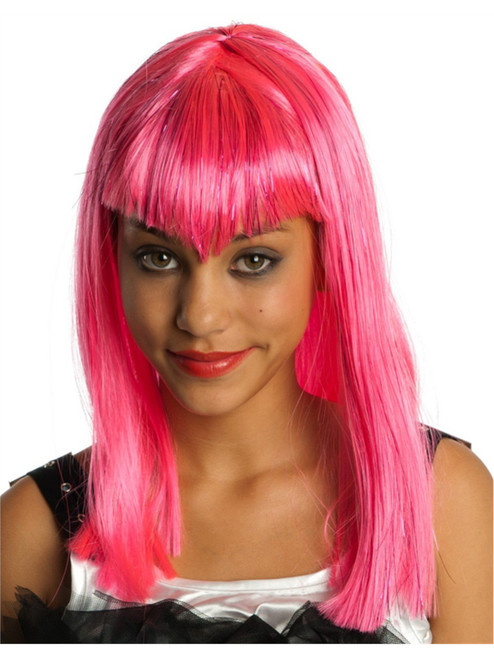 Child Girls Pink Glitter Vamp Vampire or Princess Costume Wig