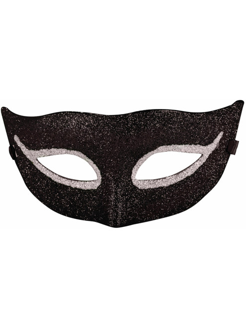 Black Glitter Style Venetian Mardi Gras Half Mask Costume Accessory