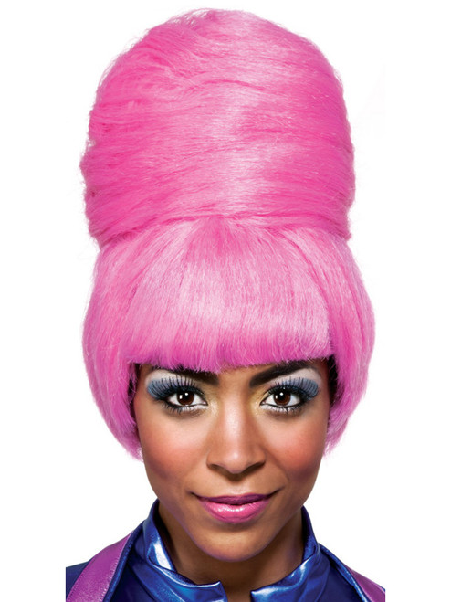 Sexy Adult Nicki Minaj Pink High Bun Beehive Costume Wig with Bangs