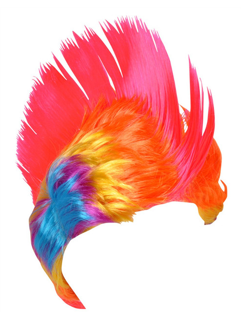 Adult Rainbow and Pink School and Team Spirit Mohawk Wig