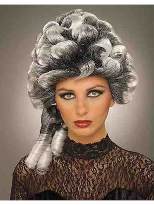 Womens Black Grey Gray 18th Century Vampire Victorian Lady Costume Ringlets Wig