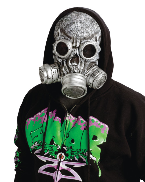Adult Silver Grey Zombie Gas Mask Gasmask Halloween Costume Accessory