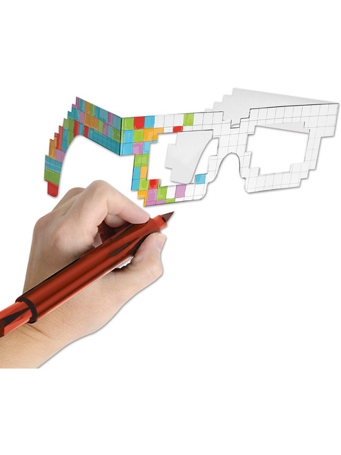 80's 8-Bit Pixelated Videogame Pixels Color Yourself Glasses Costume Accessory