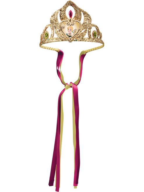 Disney Frozen Princess Anna Golden Headband Tiara With Ribbon Ties Accessory