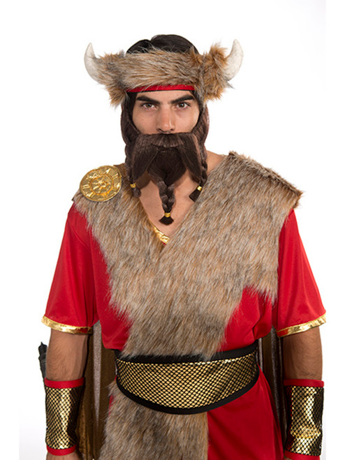 Roman Barbarian Warrior Costume Brown Beard Moustache Kit