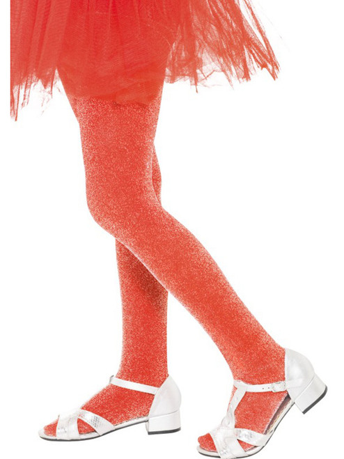 Child Pretty Red Princess or 80s Costume Glitter Lurex Tights Costume Accessory