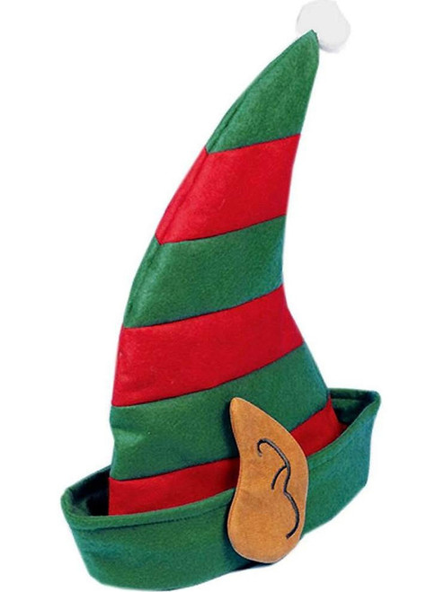 Christmas Striped Elf Hat With Ears Festive Holiday Costume Accessory