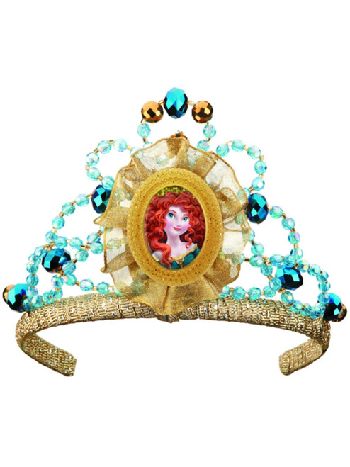 Costume Fairy Princess Merida Queen Gold Blue Tiara