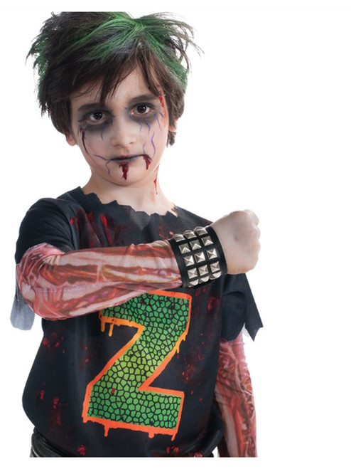Child Punk Rock 3-Band Studded Black Costume Cuff Bracelet