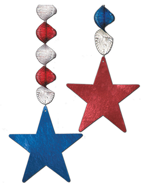 Patriotic American Star Streamers Hangers Danglers Decoration 2 Pack