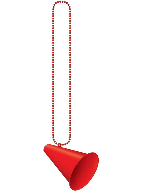 Red Megaphone Medallion Bead Cheerleader Party Necklace Costume Accessory
