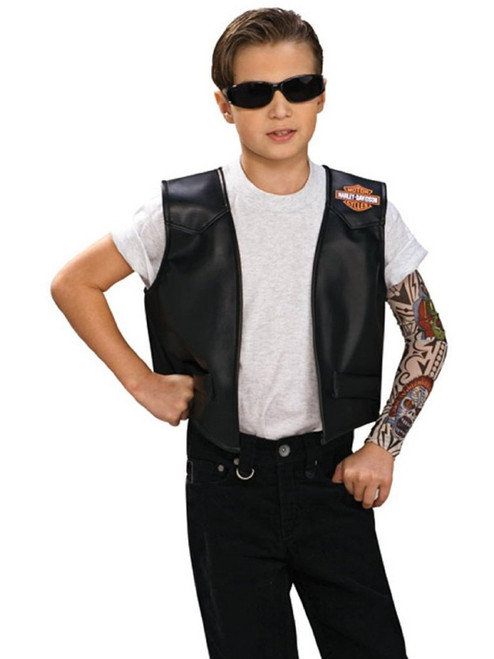 Child's Harley-Davidson Motorcycle Black Biker Gang Vest Costume Accessory