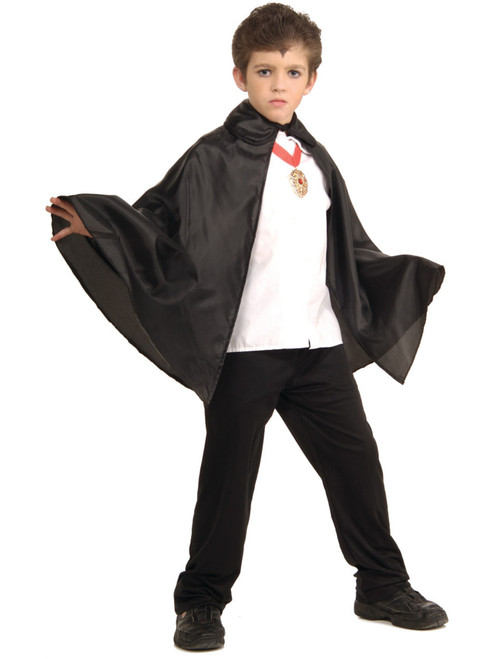 Childs Deluxe Black Fabric 30 Inch Cape Costume Accessory