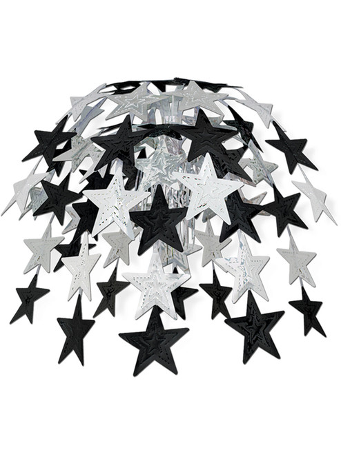 Hollywood Black Silver Star Cascade Dangler Hanger Party Decoration