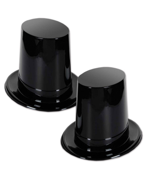 Black Plastic Super High Topper Top Hat Circus Magician Costume Accessory
